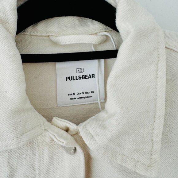 NWOT Pull & Bear Ivory Denim Jacket, Size S - Picture 4 of 6